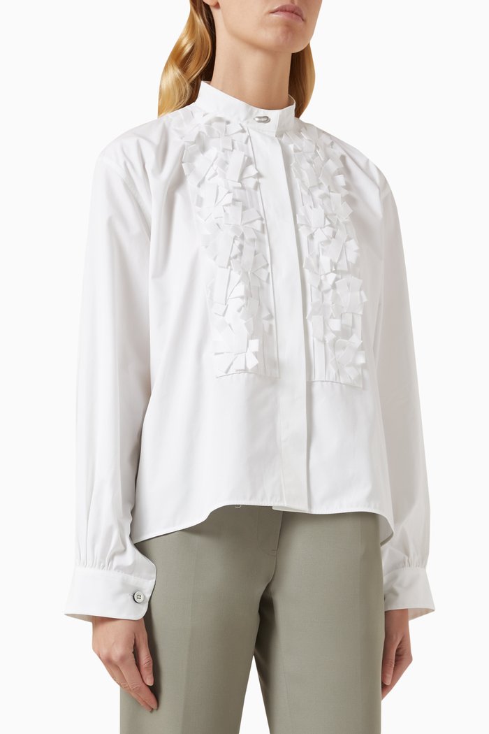 

Tonal Appliqué Shirt in Organic Cotton Poplin, White
