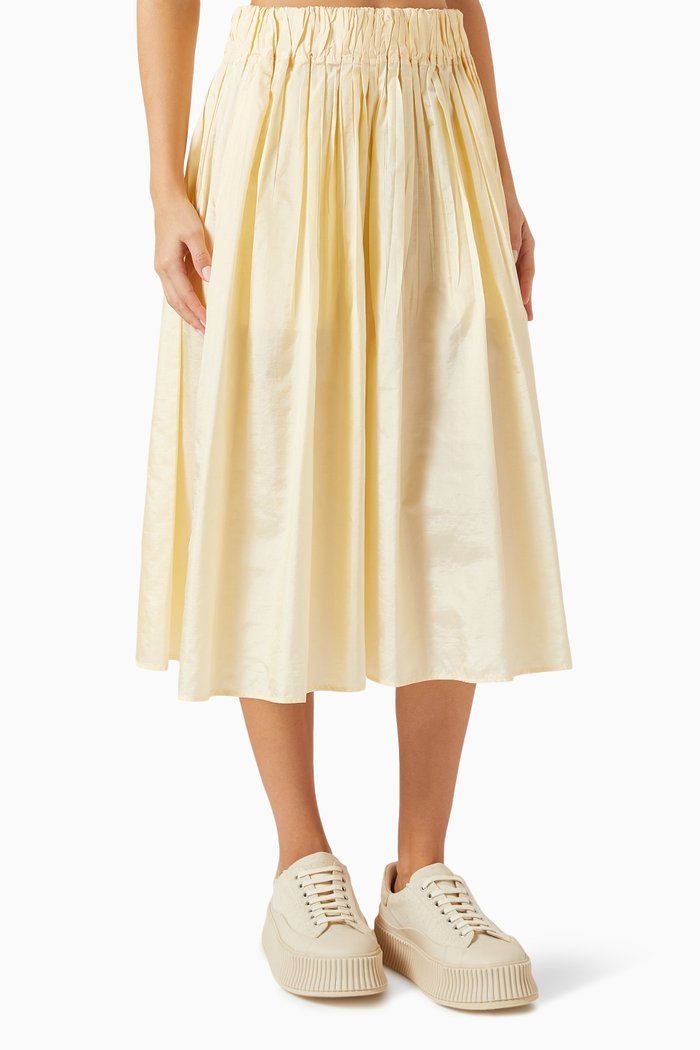 

Midi Skirt in Silk-canvas, Neutral