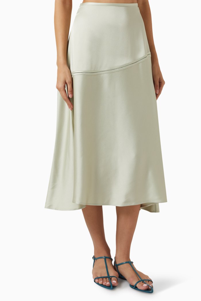 

Midi Skirt in Satin, Green