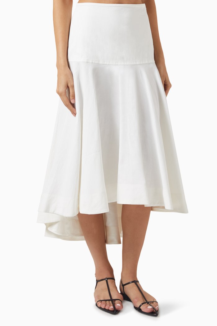 

Midi Skirt in Coated-linen, White