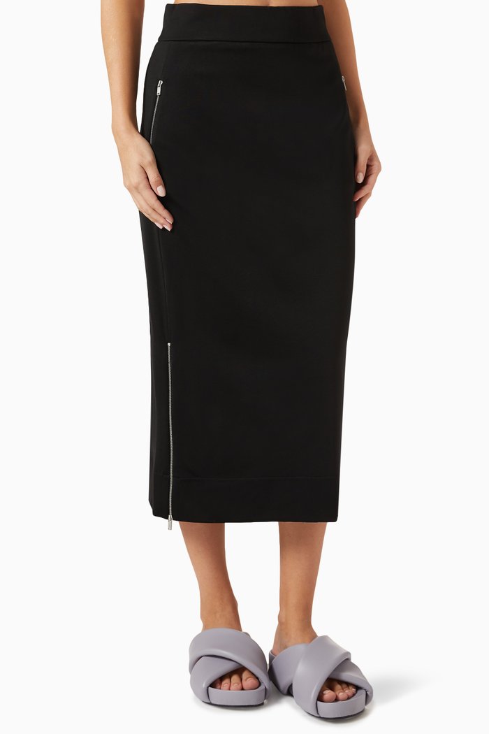 

Pencil Midi Skirt in Viscose-jersey, Black