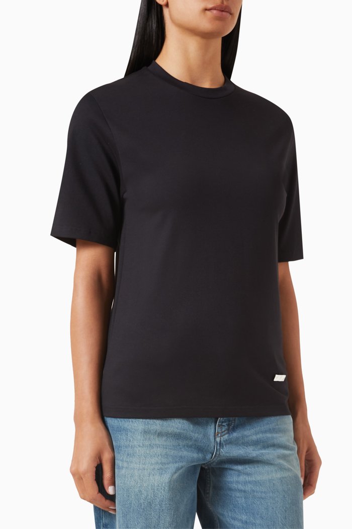 Logo Plaque T-shirt in Cotton Jersey, Blue