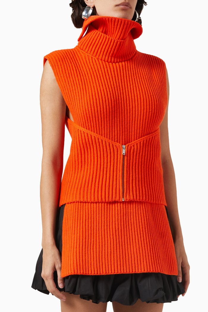 

Turtleneck Top in Ribbed-wool, Red