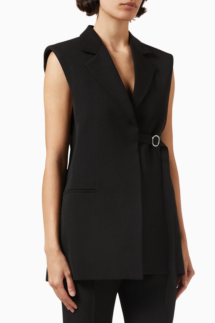 Sleeveless Jacket in Fluid Silk, Black