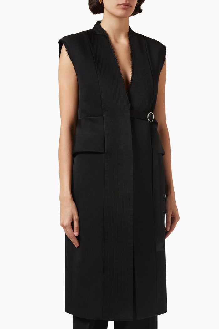 

Sleeveless Longline Jacket in Wool-blend, Black