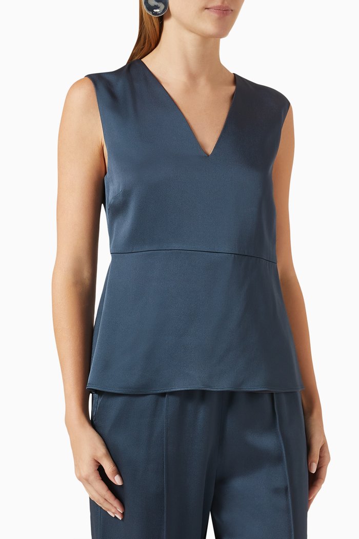 

Peplum Top in Satin, Blue