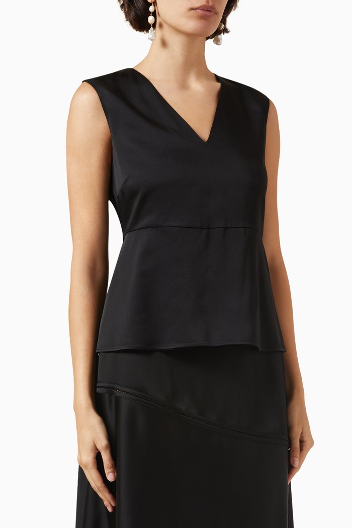 

Peplum Top in Satin, Black
