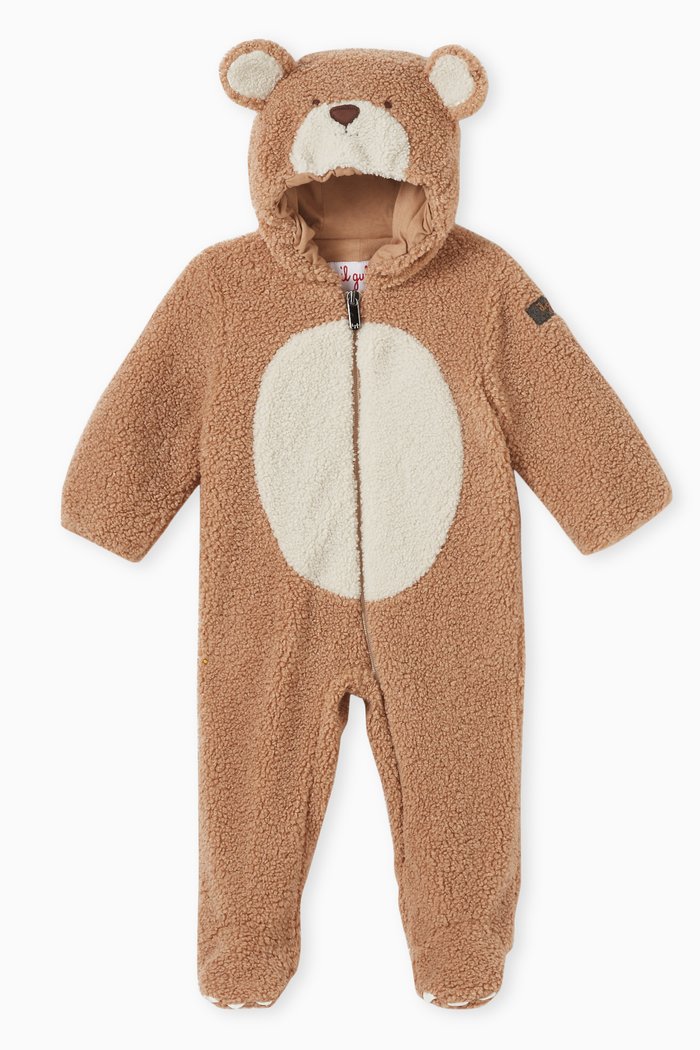 

Bear Face Hoodie Snow Suit in Fleece, Neutral