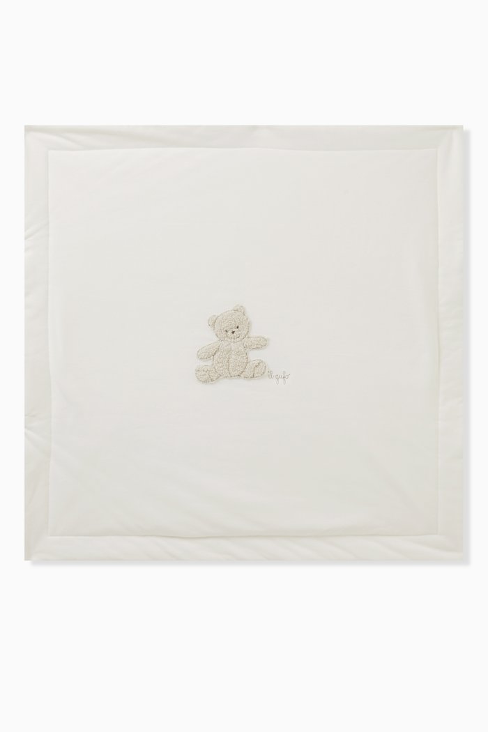 

Teddy-print Blanket in Cotton Fleece, Neutral