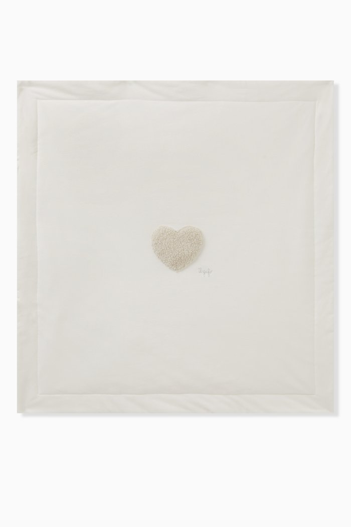 

Heart-print Blanket in Cotton Fleece, Neutral