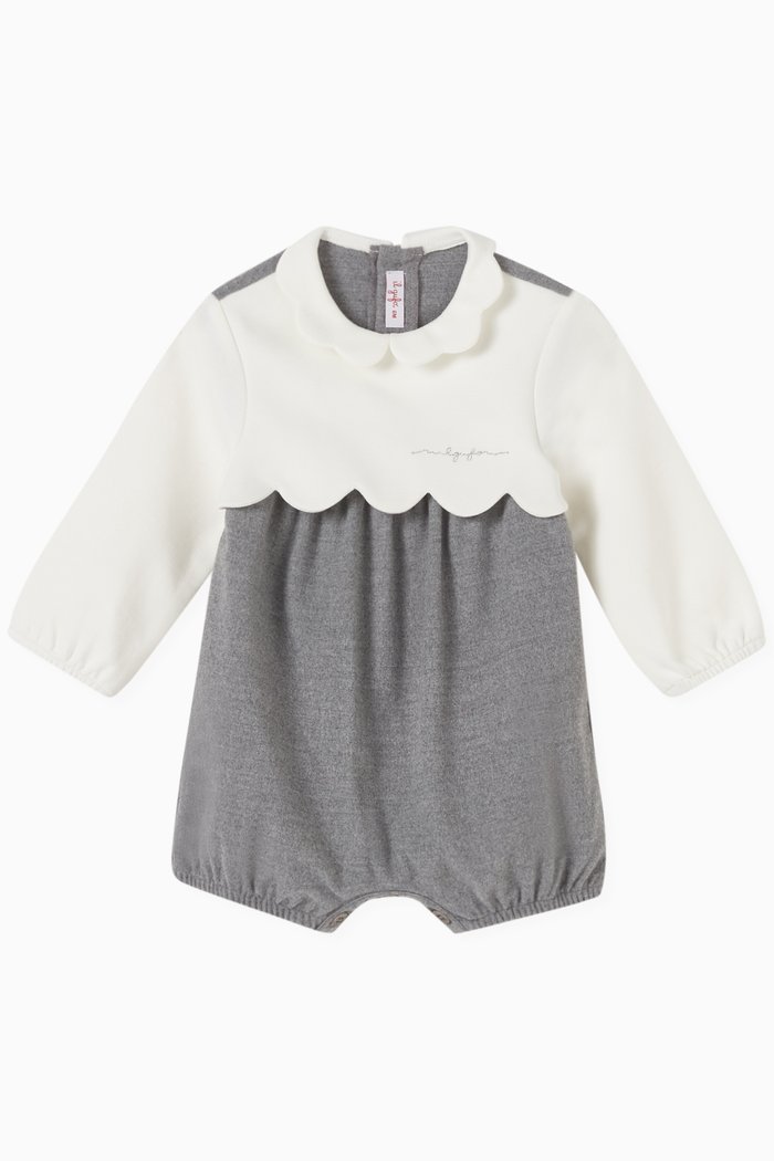 

Scallop-edge Bodysuit in Stretch-jersey, Grey