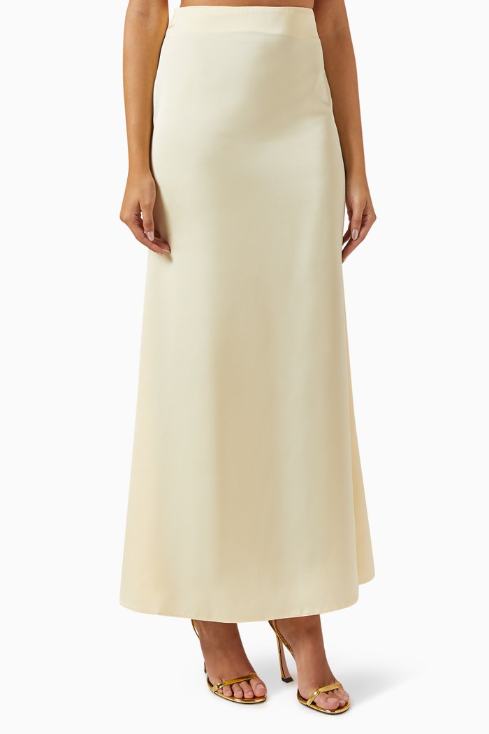 

The Vera Maxi Skirt in Satin, Neutral