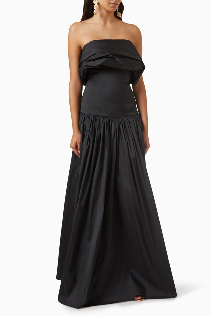 

The Fleur de Lys Maxi Dress in Taffeta, Black