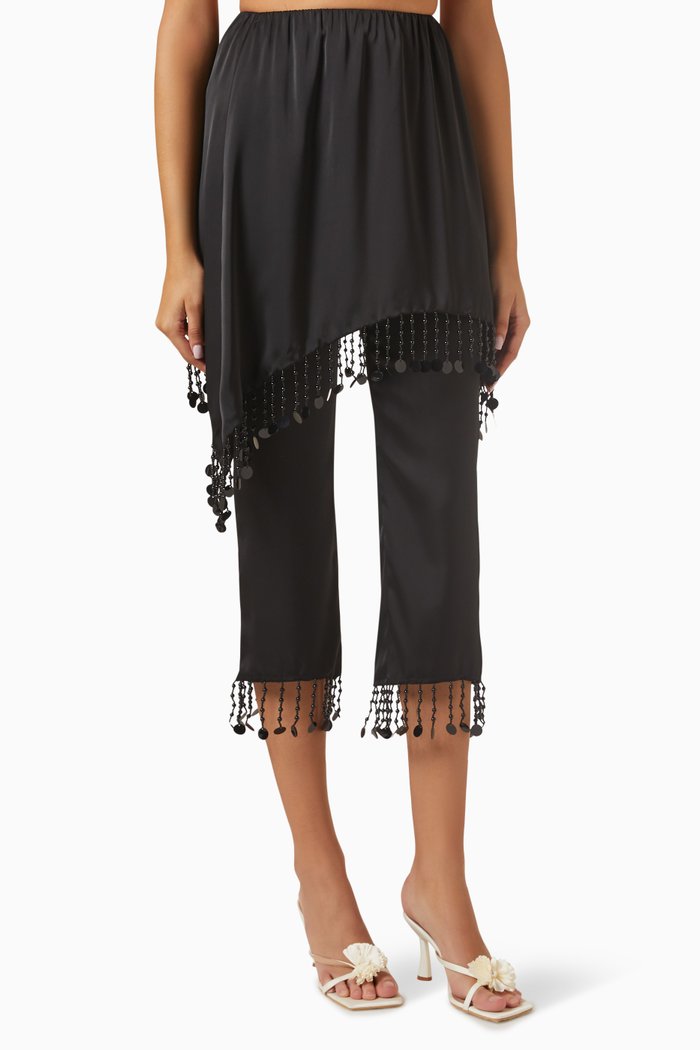 

The Starry Night Crop Pants in Double-satin, Black