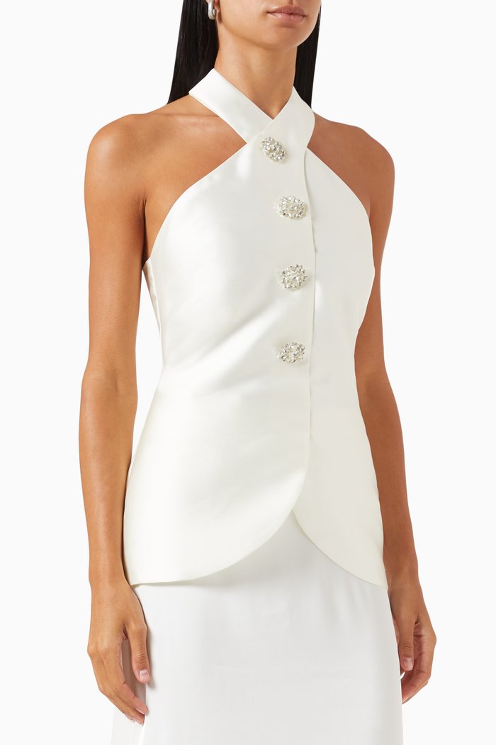 

Promesse Top in Mikado, White