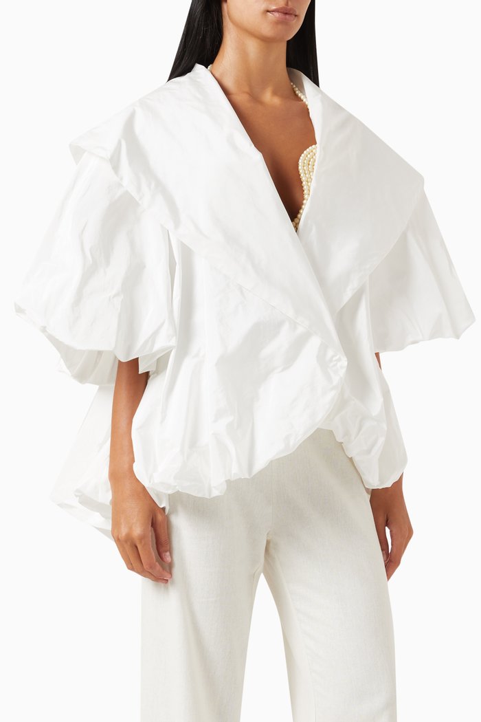 

Cadette Bomber Jacket in Taffeta, White