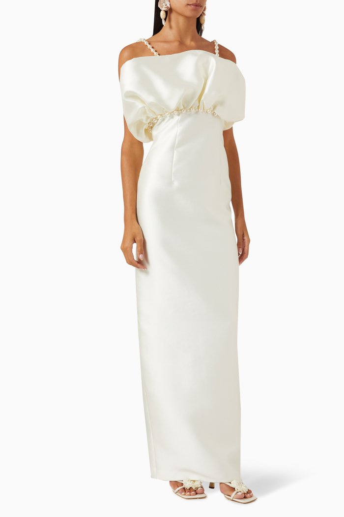 

Shell Pearl Dress in Taffeta, White