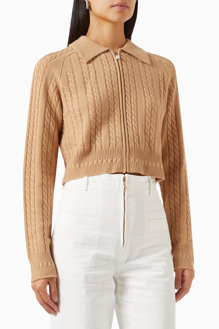 

Two-tone Cardigan in Wool, Brown