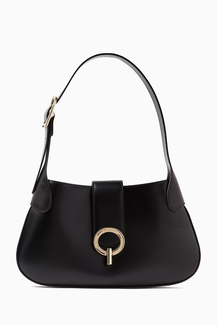 

Baguette Shoulder Bag in Leather, Black