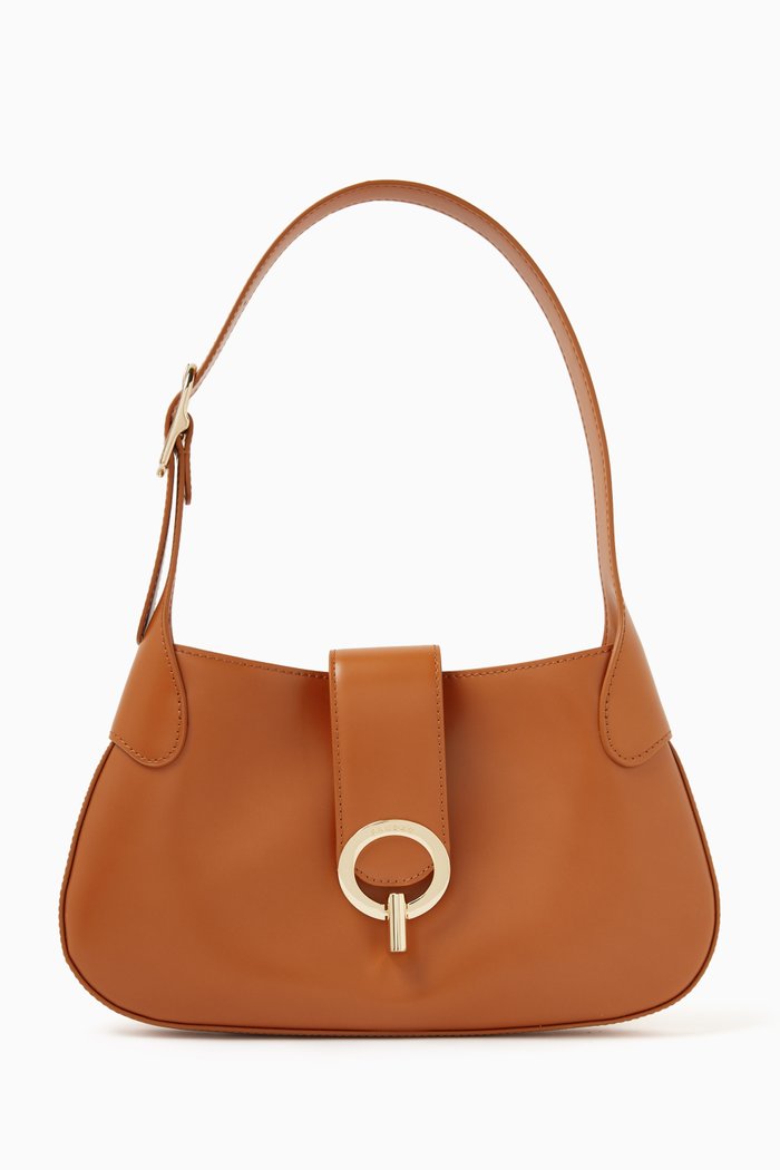 

Baguette Shoulder Bag in Leather, Brown