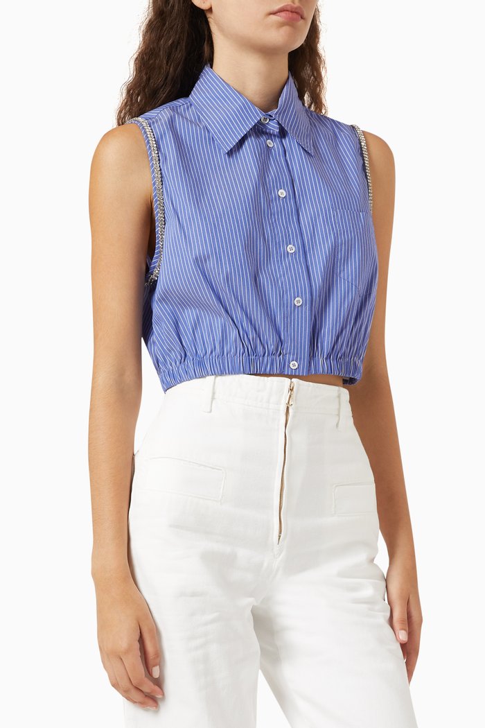 

Cropped Shirt in Cotton, Blue