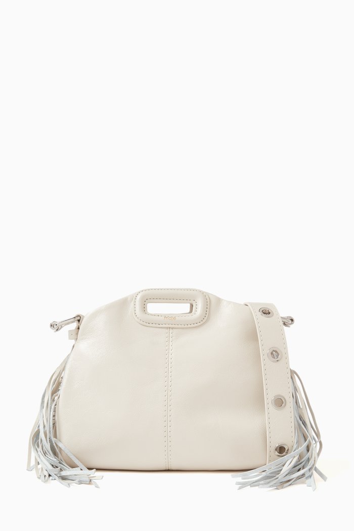 

Fringed Shoulder Bag in Leather, White