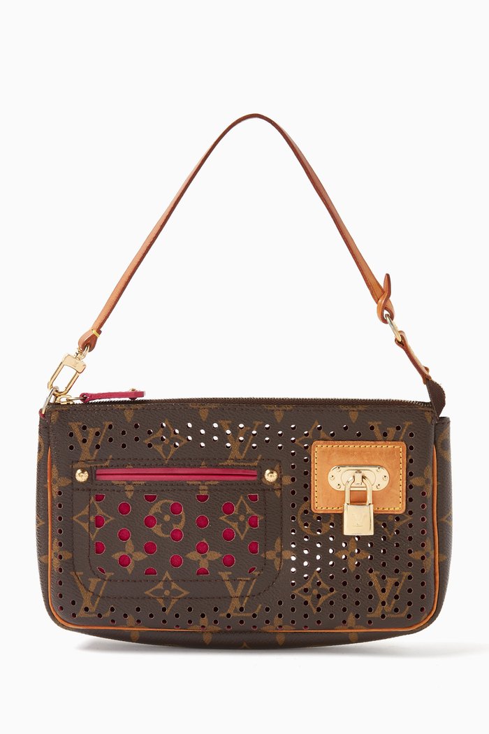 

Perforated Pochette Bag in Monogram Canvas, Brown