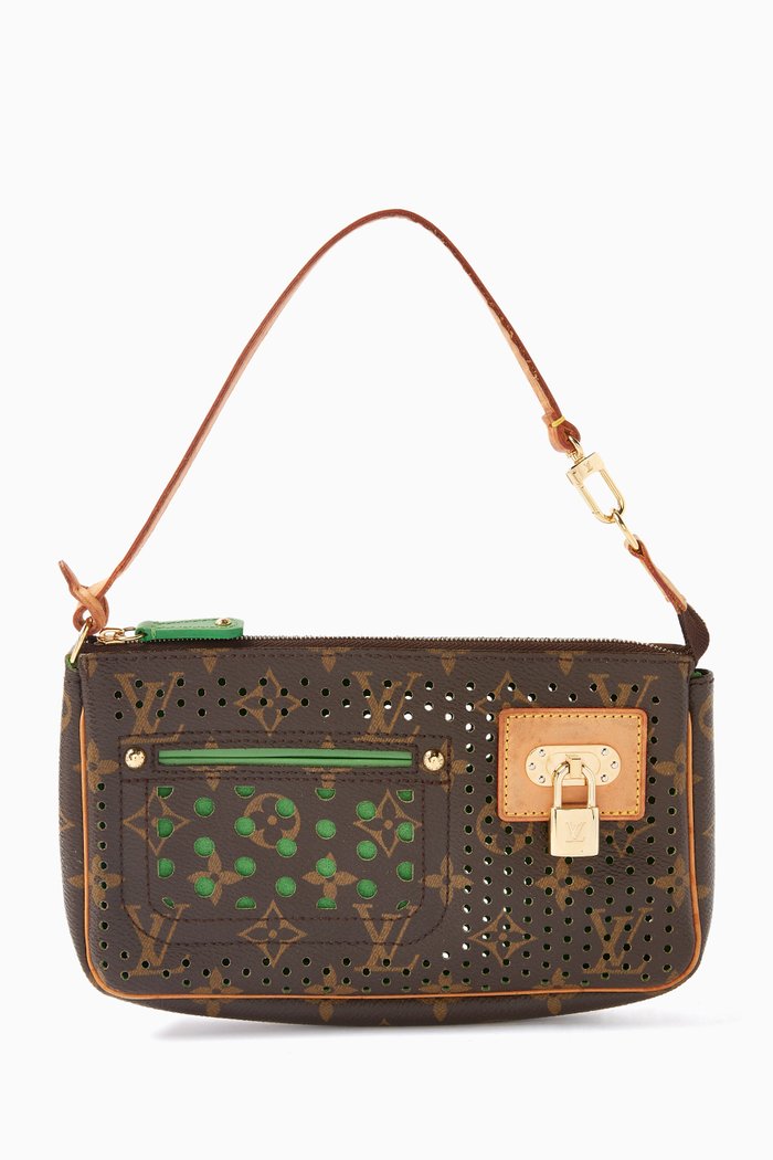 

Perforated Pochette Bag in Monogram Canvas, Brown