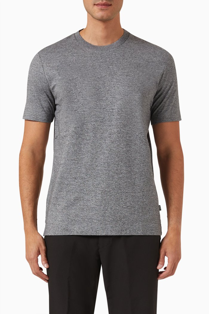 

T-shirt in Mercerized Mouliné Cotton, Black