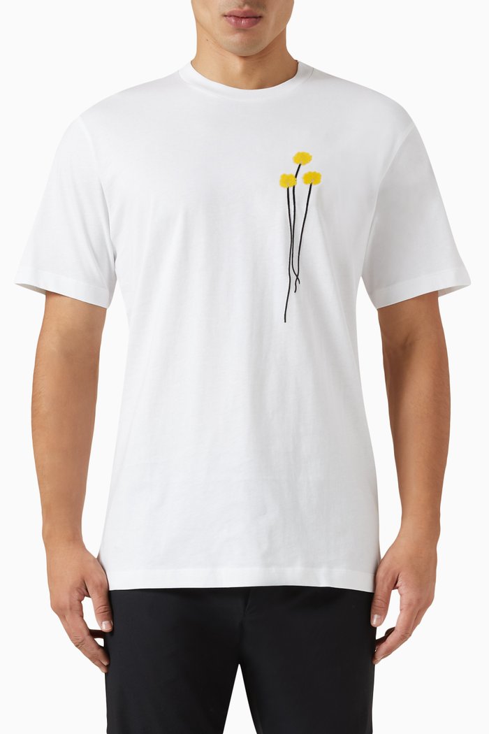

Flower Print T-shirt in Cotton, White