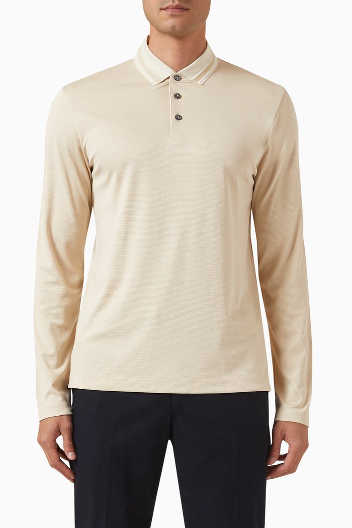 Pleins 23 Polo Shirt in Cotton Blend, White