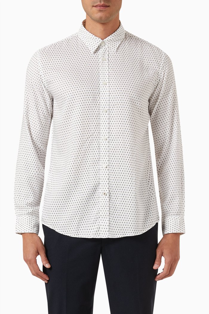 

Slim-fit Pattern Shirt in Lyocell, Green