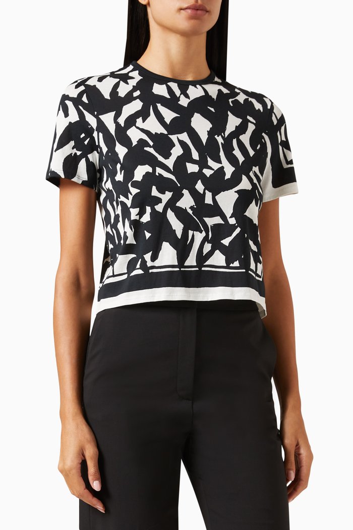 

Ringer Printed T-shirt in Organic-cotton, Black