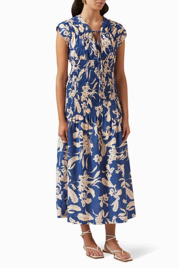 

Kyoto Maxi Dress in Cotton, Blue