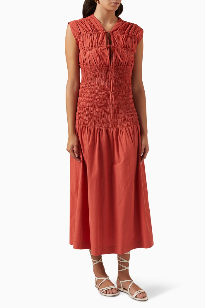 

Kyoto Maxi Dress in Cotton, Red