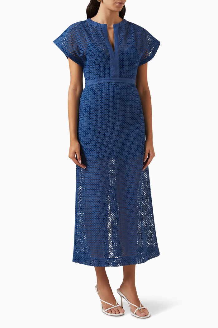 Demeter Dress in Linen, Blue
