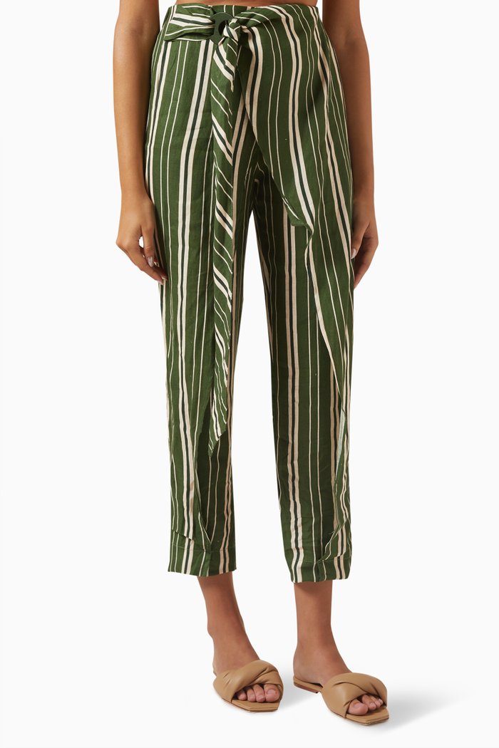 Lares Pants in Linen, Green