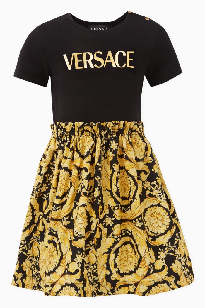 

Barocco-print Dress in Cotton, Black
