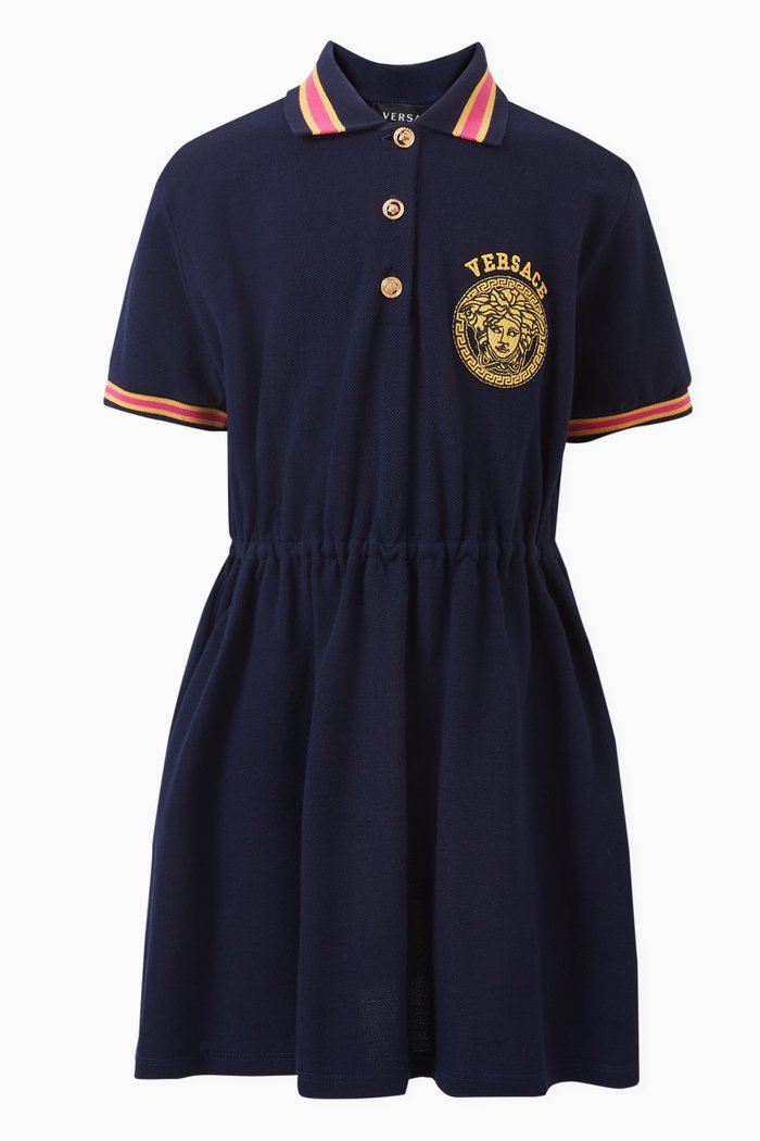

Logo-embroidered Polo Dress in Cotton, Blue