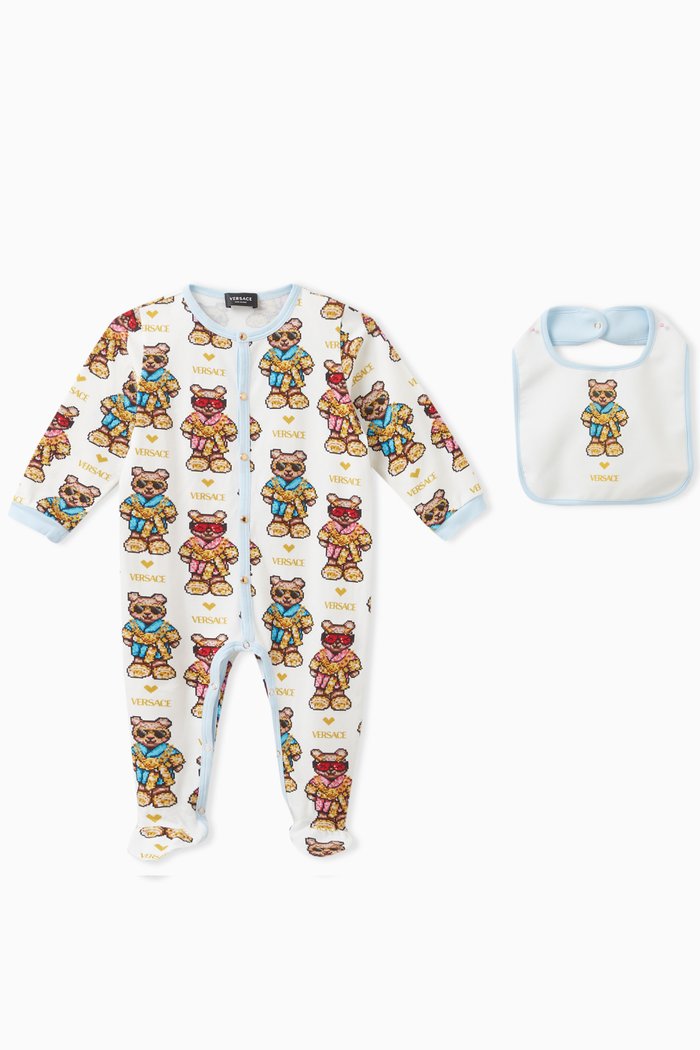 

Teddy-print Sleepsuit Set in Cotton, Multicolour