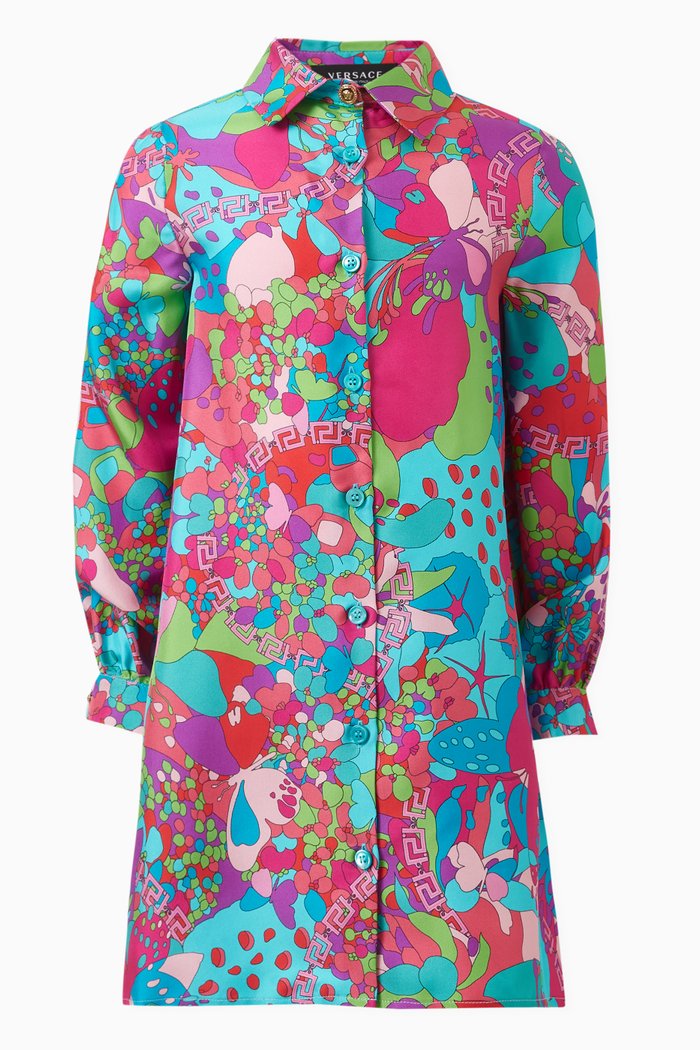 

Summer-motif Dress in Silk, Multicolour
