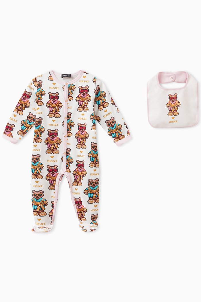 

Teddy-print Sleepsuit Set in Cotton, Multicolour