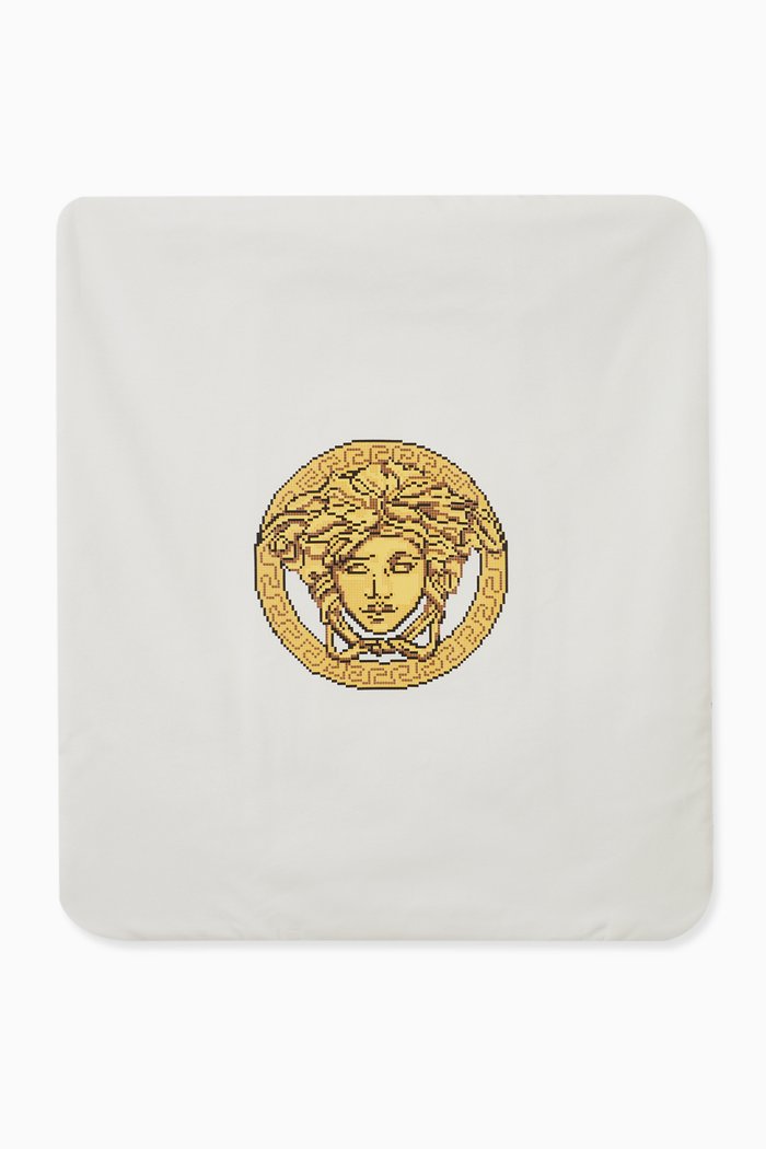 

Pixel Teddy-print Padded Blanket in Cotton, White