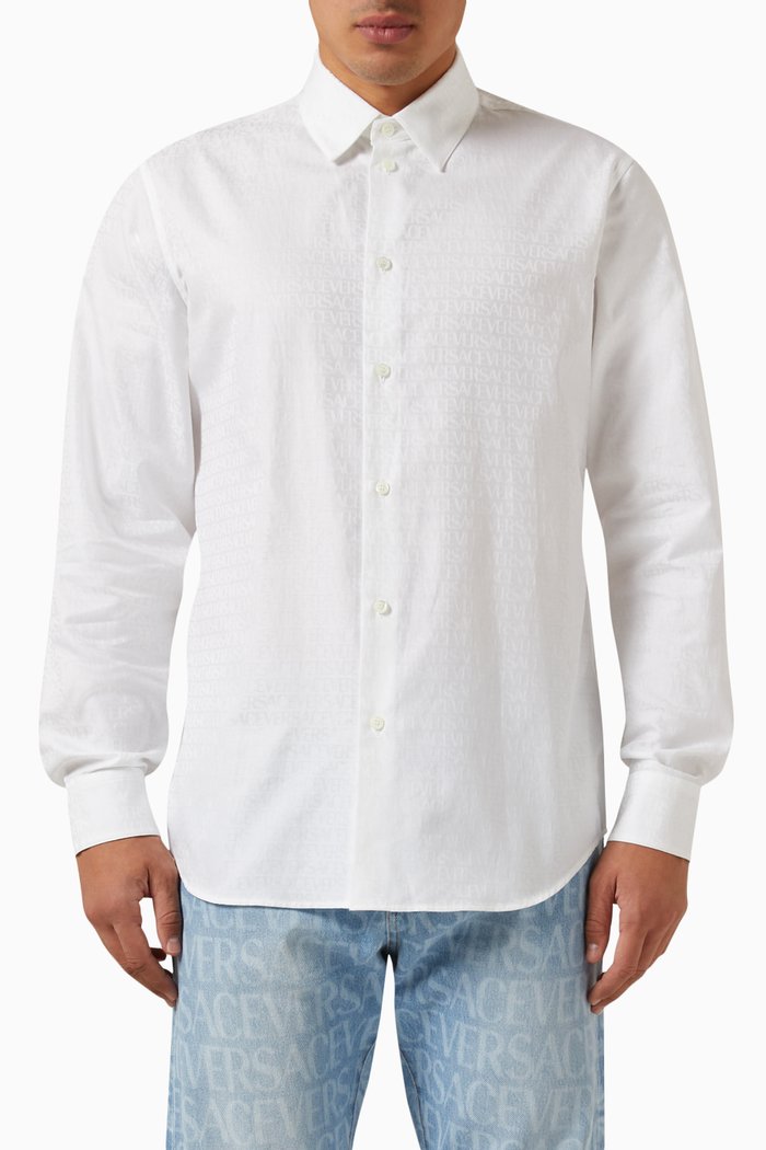 

All-over Logo Shirt in Cotton-poplin, Multicolour