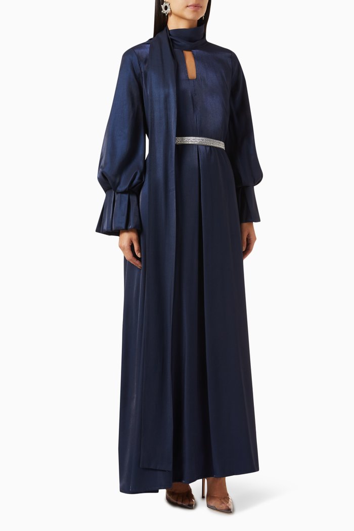 

Balloon-sleeve Maxi Dress, Blue