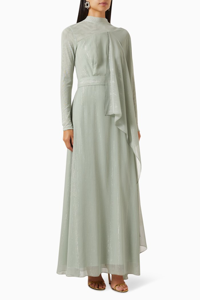 Draped Maxi Dress, Green