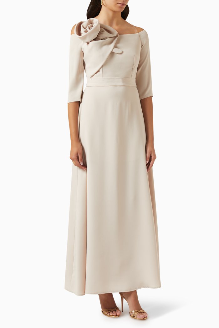 

Rose Maxi Dress in Crepe, Neutral
