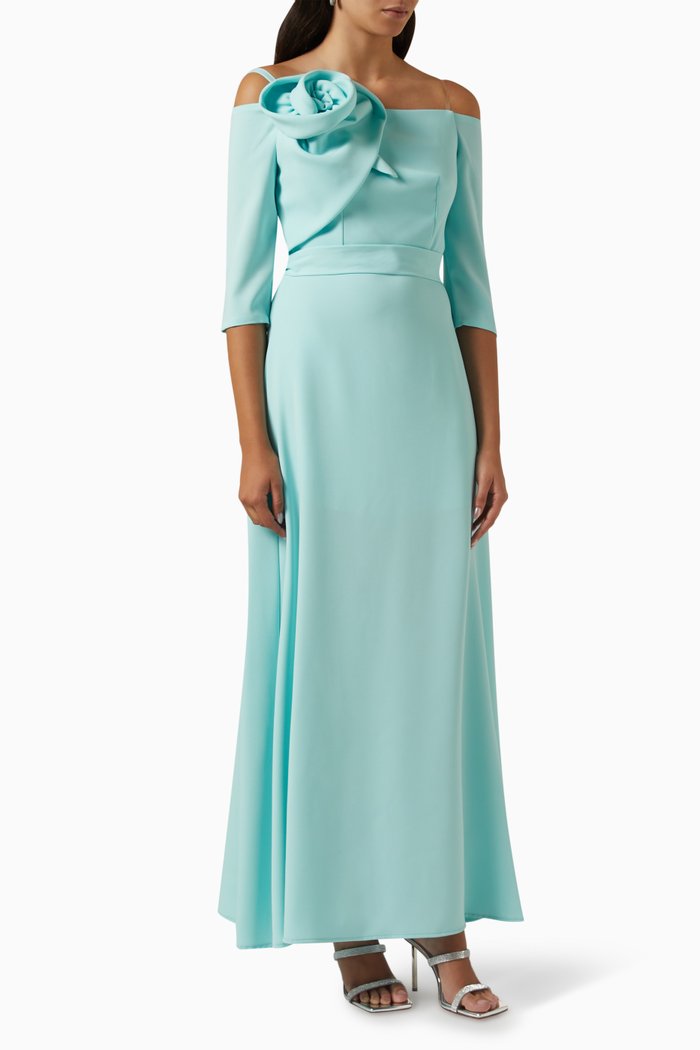 

Rose Maxi Dress in Crepe, Green