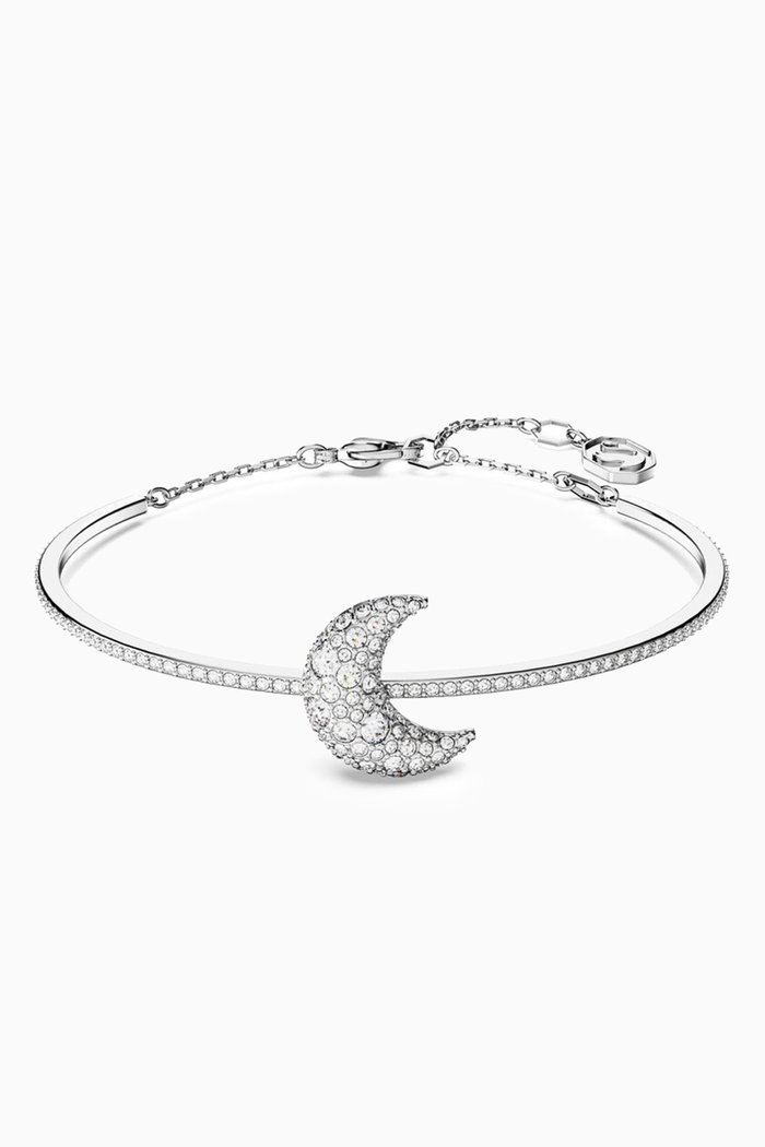 

Luna Moon Bangle in Rhodium-plated Metal, Silver