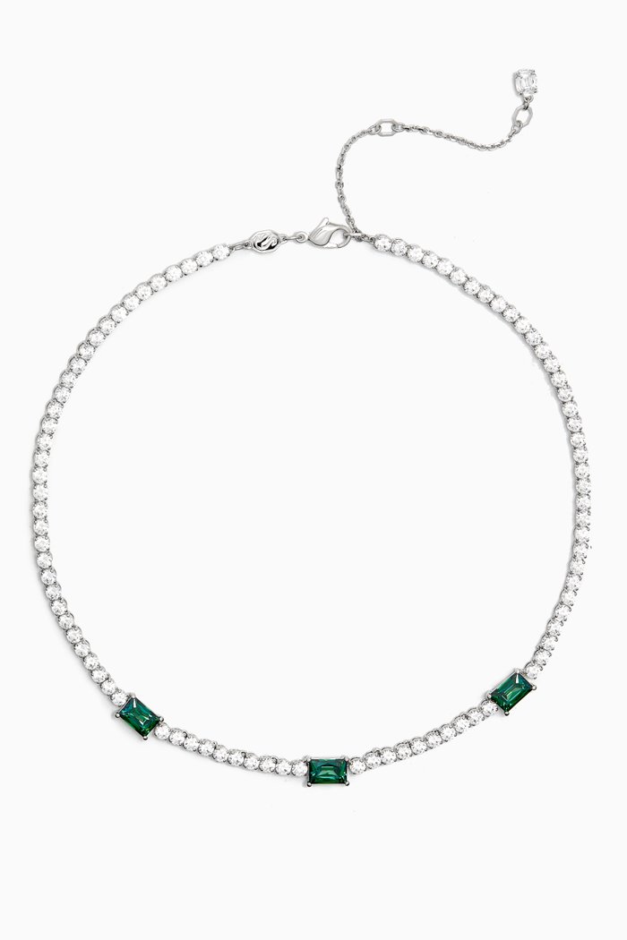 

Matrix Tennis Necklace in Rhodium-plated Metal, Green